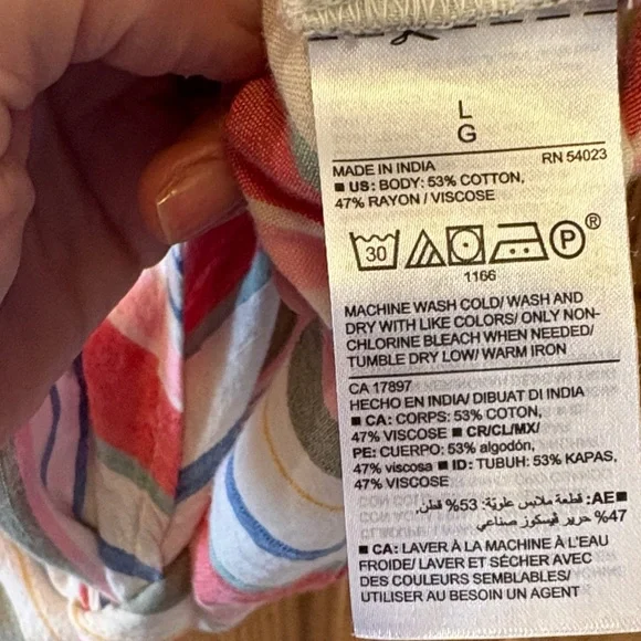 Old Navy Blue, White, Pink, Red, and Sage Striped Shirt - Tie-Front - Picture 11 of 11